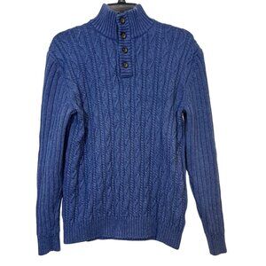 Cable Knit Button Mock Neck Sweater Pullover Jumper Top